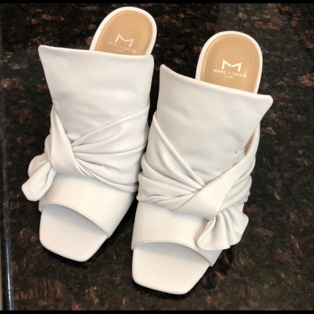 MARC FISHER Hogan Tie Knot Heeled Mule Sandal